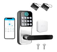 Cerradura de puerta inteligente con manija: Cerradura de puerta de entrada sin llave con puerta de enlace - Cerradura de puerta inteligente con t