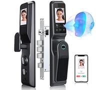 Cerradura de puerta inteligente con reconocimiento facial, acceso biométrico de huellas dactilares, contraseña digital, visor de puerta visible, incluye llaves, solución segura de entrada a casa