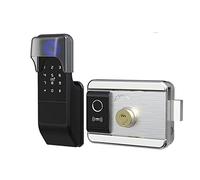 Cerradura de puerta inteligente con Tuya a prueba de agua, contraseña Digital, cerradura electrónica de borde de huella dactilar de doble cara for puerta de hierro exterior(Double (no app))