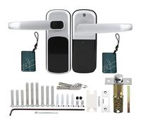 Cerradura de puerta inteligente, tarjetas de aplicación, teclado con contraseña, llave mecánica, seguridad, mejoras para el hogar (Plata)