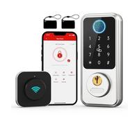 Cerradura De Puerta Intelinte, Entrada Sin Llave Con Enlace G2, Cerrojo Huella Digital, Teclado, Electrónica Frontal, Hogar Remoto(Silver)