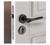 Cerradura de puerta interior americana de latón, moderna y minimalista, for dormitorio, manija de puerta de madera, cerradura dividida silenciosa de latón.(Black brass)