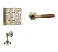 Cerradura de puerta interior con mango de grano de madera de nogal y construcción de aleación de zinc, incorporando tecnología de silencio para operación de puerta de ruido (D)