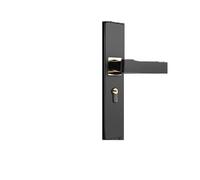Cerradura de puerta interior negro dormitorio cerradura de puerta de madera ingeniería manija silenciosa cerradura de hardware manija cerradura de puerta mecánica(B black gold T686 T1-1)