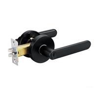 Cerradura de puerta interior para dormitorio y baño, diseño de tres varillas con ojal, aleación de zinc construida para un rendimiento duradero (negro)