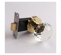 Cerradura de puerta invisible Cerradura oculta de un solo lado Luz dorada Fondo interior de lujo Cerradura de bola de pared Manija de puerta oculta de cristal americano(113Golden Transparent)