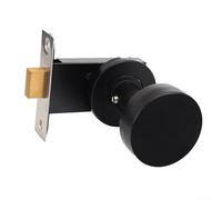 Cerradura de puerta invisible de acero inoxidable con mango redondo interior para puertas interiores y balcones, bloqueo sin llave, 35 a 55 mm de grosor (negro)