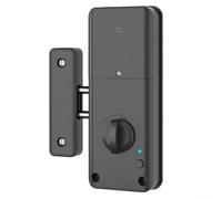 Cerradura de puerta invisible para puertas de madera con control de aplicación TTlock y tarjeta para desbloquear compatible con múltiples usuarios y notificaciones en tiempo real (negro)