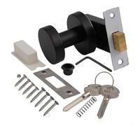 Cerradura de puerta invisible para uso interior en dormitorios y puertas de pared de fondo, instalación de un solo lado, diseño oculto (negro)