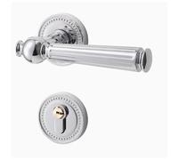 Cerradura de Puerta Juego de Manillas,Cerradura de Puerta de Dormitorio,Palanca de Baño de Cromo Pulido con Cerradura de Llave(Silver B,Magnetic)
