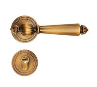 Cerradura de Puerta Juego de Manillas,Cerradura de Puerta de Dormitorio,Palanca de Baño de Cromo Pulido con Cerradura de Llave(Antique Bronze B,Silent)