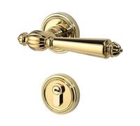 Cerradura de Puerta Juego de Manillas,Cerradura de Puerta de Dormitorio,Palanca de Baño de Cromo Pulido con Cerradura de Llave(Gold B,Silent)