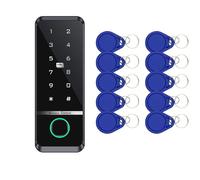 Cerradura de puerta magnética Controlador biométrico de acceso a huellas dactilares, teclado IP66, resistente al agua, tarjeta RFID IC, de Control de acceso de puerta independiente(TF108MF-10 Key)