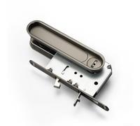 Cerradura de puerta ovalada de bolsillo con cilindro, manija de puerta corredera y cerradura de gancho para seguridad en el dormitorio o el baño, zinc resistente A (gris)