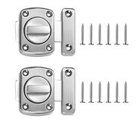 Cerradura de Puerta Perno de Puerta Cerrojo de Perno Aleación de Zinc Acabado Cepillado Cerradura Puerta con Tornillos para Puerta de Baño Armario de Puerta 2 Piezas (Plata)