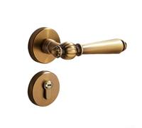 Cerradura de puerta retro para puertas interiores de madera, manija silenciosa para dormitorio con reducción de ruido ABS, acabado de bronce amarillo vintage, mecanismo de cierre de metal resistente