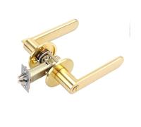 Cerradura de puerta silenciosa con cerradura de manija redonda de tres polos(24K Gold Keyless)