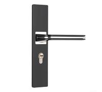 Cerradura de puerta sin taladro, mango de seguridad infantil de acero al manganeso para interiores, dormitorio, habitaciones de alquiler, acabado negro, ajuste seguro