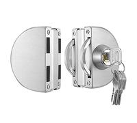 Cerradura de seguridad antirrobo para puerta de cristal de 10 mm a 12 mm de acero inoxidable cromado resistente comercial, con bisagras dobles sin marco, con 3 llaves (puerta de cristal de doble