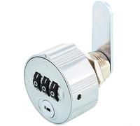 Cerradura de seguridad de combinación de 3 dígitos de aleación de zinc con respaldo de llave y restablecimiento de código para cajón de gabinete de oficina y hogar, negro (20 mm, plateado)