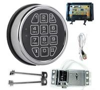 Cerradura de seguridad electrónica, teclado digital cromado con 2 teclas de anulación, panel de metal redondo, bloqueo antirrobo con contraseña para el hogar