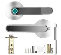 Cerradura de seguridad para el hogar con entrada sin llave,Bluetooth, huella dactilar biométrica, cerradura de la manija de la puerta, contraseña, aplicación, para el hogar y la oficina(Cromo pulido)