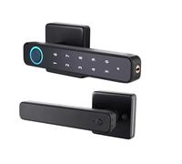 Cerradura de tarjeta RFID con contraseña de huella dactilar inteligente, cerrojo con llave for puerta metálica de madera interior(Black A Tuya)