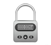 Cerradura de temporizador de metal con pantalla LCD 999H, bloqueo de tiempo digital para cuerpo a prueba de salpicaduras, liberación automática para entrenamiento de hábitos, 68 x 44 mm (gris)