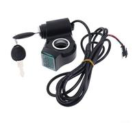 Cerradura del interruptor de alimentación del acelerador del pulgar de la bicicleta eléctrica con llave más pantalla de voltaje en tiempo real para manillar de scooter eléctrico de 12 V a 84 V
