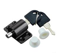 Cerradura deslizante de aleación de aluminio para seguridad en interiores con funcionamiento de llave mecánica y diseño de montaje de tornillo directo (negro)