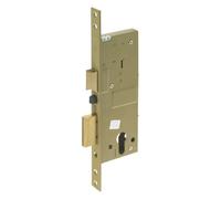 Cerradura eléctrica de ponerse para puerta madera Art. 581 con ritrazione pestillo y cerrojo azionati Dalla Llave, Dal botón mecánico y a distancia mediante impulso eléctrico de bajo voltaje (15 W-12 V). Frontal 23 mm, cerrojo 2 mandate. Acabado