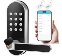 Cerradura electrónica de puerta con teclado sin llave: cerradura inteligente digital con código de contraseña, perilla de puerta eléctrica/manija, perfecta para puertas de entrada, puertas de