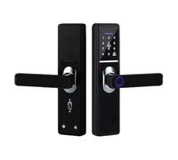 Cerradura electrónica inteligente, cerradura de puerta de entrada sin llave con huella digital y mango, teclado con pantalla táctil for hoteles y oficinas(Noir)