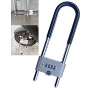 Cerradura en U de combinación de grillete largo, cerradura de seguridad de doble puerta, código de 4 dígitos con anulación de llave, cerradura de seguridad resistente para bicicleta, bicicleta