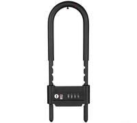 Cerradura en U resistente con código de 4 dígitos para puertas de cristal al aire libre, grillete ajustable de 160 mm a 300 mm, candado de seguridad inoxidable negro (D)