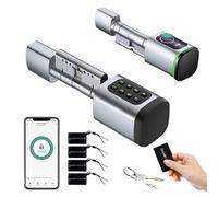 Cerradura Inteligente,Cerradura Con Huella Digital,Cilindro De Cerradura Ajustable 60-90mm,Con Tarjeta Rfid x4,App,Bluetooth,Teclado,Smart Lock Con Código Pin,Smart Lock Con Código Pin(Plata)