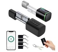 Cerradura Inteligente,Cerradura Con Huella Digital,Cilindro De Cerradura Ajustable 60-90mm,Con Tarjeta Rfid x4,App,Bluetooth,Teclado,Smart Lock Con Código Pin,Smart Lock Con Código Pin(Negro)