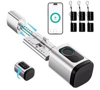 Cerradura inteligente, cerradura con huella digital, longitud ajustable smart lock, cerradura electrónica con tarjeta RFID, aplicación, WiFi, Bluetooth, 60-90 mm, accesorios de extensión,Plateado