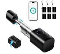 Cerradura inteligente, cerradura con huella digital, longitud ajustable smart lock, cerradura electrónica con tarjeta RFID, aplicación, WiFi, Bluetooth, 60-90 mm, accesorios de extensión, negro