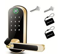 Cerradura Inteligente,Cerradura Electronica Cerradura de puerta inteligente con huella dactilar, control remoto por aplicación, cerradura digital con pantalla táctil, resistente al agua, con 2 tarjeta