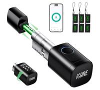 Cerradura Inteligente, Cerradura electrónica, Cerraduras Inteligentes para Puertas, Smart Lock Cilindro Ajustable 60-90 mm(30/30,45/45) con RFID, App, Huella Dactilar, botón y Llave para desbloquear