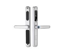 Cerradura Inteligente, Cerradura Inteligente Digital Digital Digital Impermeable con Huella Dactilar, Código de Tarjeta RFID, Cerradura sin Llave para Puertas de Aluminio/Correderas (Plata, 4085)
