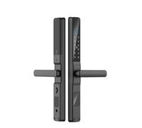 cerradura inteligente, Cerradura RFID Con Huella Dactilar, Contraseña Y Resistente Al Agua IP65 For Puertas Corredizas De Vidrio Marco Empuje Tracción(Black A 8525)