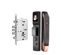 Cerradura inteligente, Cerraduras Electrónicas Con Contraseña Digital, Control Remoto Por Aplicación, Desbloqueo Automático, Cerradura De Puerta Intelinte Con Huella Dactilar Y Cámara(K1P-Brown30240)