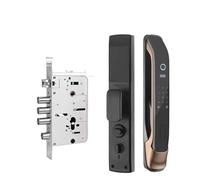 Cerradura inteligente, Cerraduras Electrónicas Con Contraseña Digital, Control Remoto Por Aplicación, Desbloqueo Automático, Cerradura De Puerta Intelinte Con Huella Dactilar Y Cámara(K1-Brown30240)