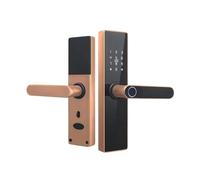 Cerradura inteligente, Cerraduras Inteligentes, Seguridad, Manijas De Puerta Biométricas Con Huella Dactilar, Llaves Tarjeta Electrónica,para casa, dormitorio, hotel(Red bronze)