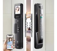 Cerradura Inteligente Con Cámara,Reconocimiento Facial 3d,Pantalla Integrada,Intercomunicador Remoto,8 Métodos De Desbloqueo,Cuerpo De La Cerradura De 24X240/30X240mm,Advertencia De Anomalías 30X240