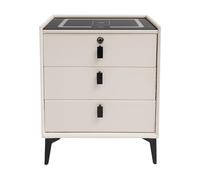 Cerradura inteligente de madera maciza 3 cajones (beige blanco)