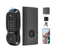 Cerradura inteligente de video S500, cerradura de puerta de entrada sin llave con cámara, cerradura inteligente de huellas dactilares, teclado de pantalla táctil, cerrojo WiFi integrado para puerta