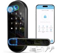 Cerradura inteligente digital con huella dactilar de entrada sin llave: cerradura electrónica con código de contraseña, perilla de puerta eléctrica, manija de puerta biométrica (negro)